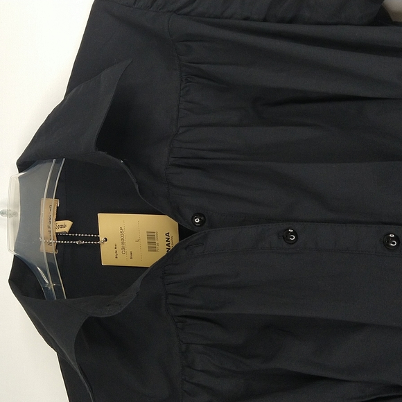 Nana Fashion Black Fitted Smocked Shirt Size: L - Picture 2 of 8